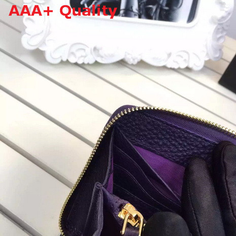 Prada Metallic Gold Leather Wallet In Purple Replica