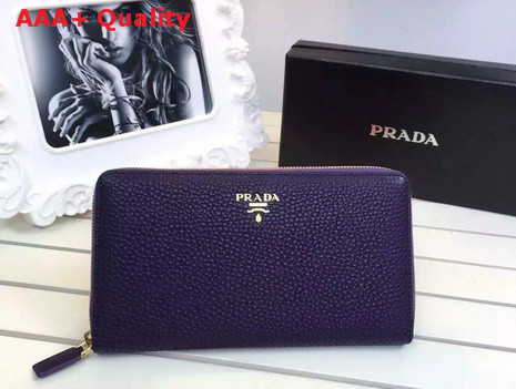 Prada Metallic Gold Leather Wallet In Purple Replica