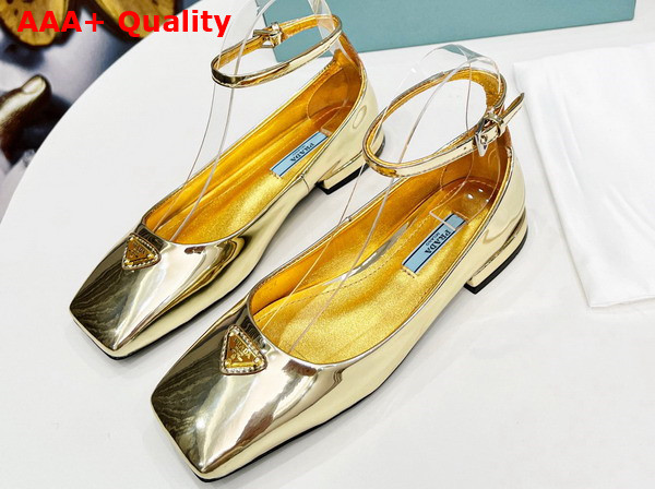 Prada Metallic Leather Ballerinas in Platinum 1F036N Replica