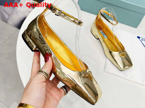 Prada Metallic Leather Ballerinas in Platinum 1F036N Replica