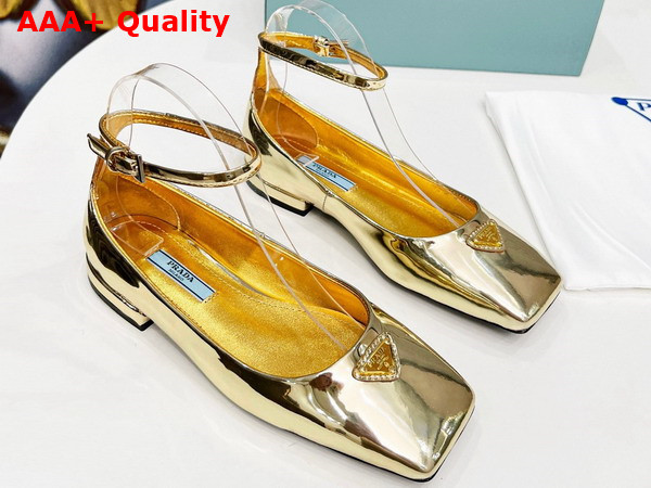 Prada Metallic Leather Ballerinas in Platinum 1F036N Replica