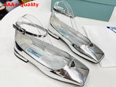 Prada Metallic Leather Ballerinas in Silver 1F036N Replica