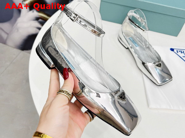 Prada Metallic Leather Ballerinas in Silver 1F036N Replica