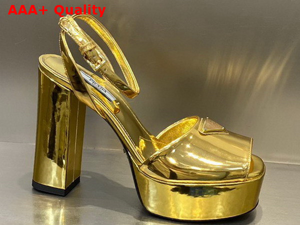 Prada Metallic Leather Platform Sandals in Platinum 1XP48B Replica