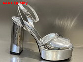 Prada Metallic Leather Platform Sandals in Silver 1XP48B Replica