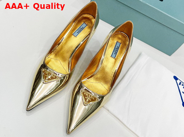 Prada Metallic Leather Pumps in Platinum 1I001N Replica