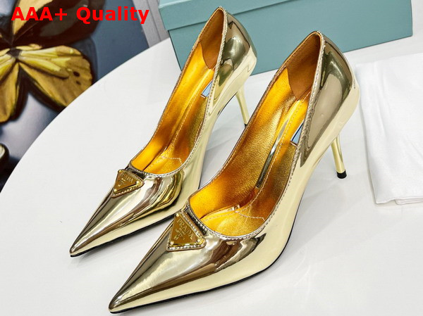 Prada Metallic Leather Pumps in Platinum 1I001N Replica