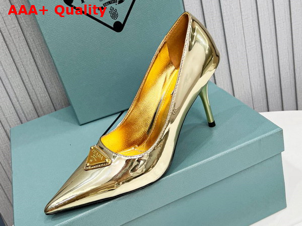 Prada Metallic Leather Pumps in Platinum 1I001N Replica