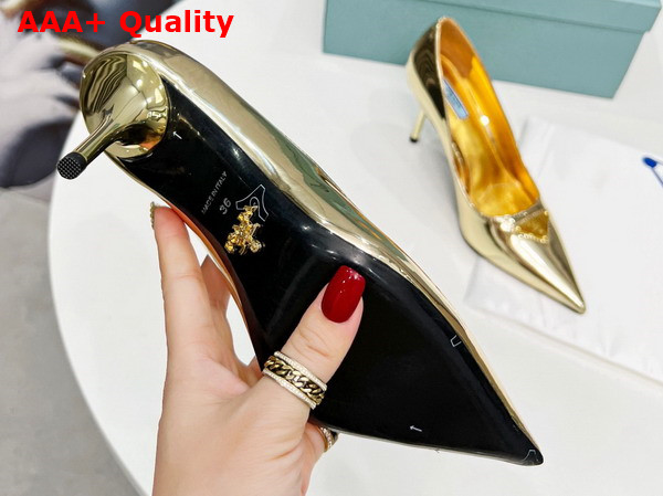 Prada Metallic Leather Pumps in Platinum 1I001N Replica