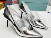 Prada Metallic Leather Pumps in Silver 1I001N Replica