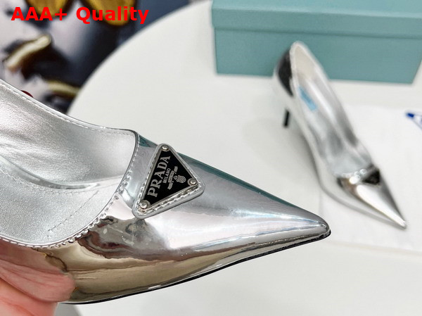 Prada Metallic Leather Pumps in Silver 1I001N Replica