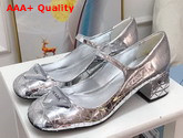 Prada Metallic Leather Pumps in Silver 45mm Heel Replica