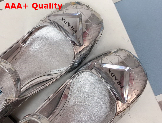 Prada Metallic Leather Pumps in Silver 45mm Heel Replica