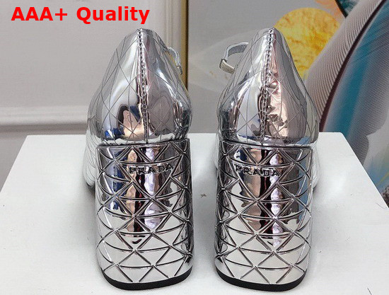 Prada Metallic Leather Pumps in Silver 90mm Heel Replica