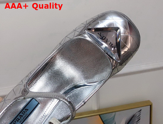 Prada Metallic Leather Pumps in Silver 90mm Heel Replica