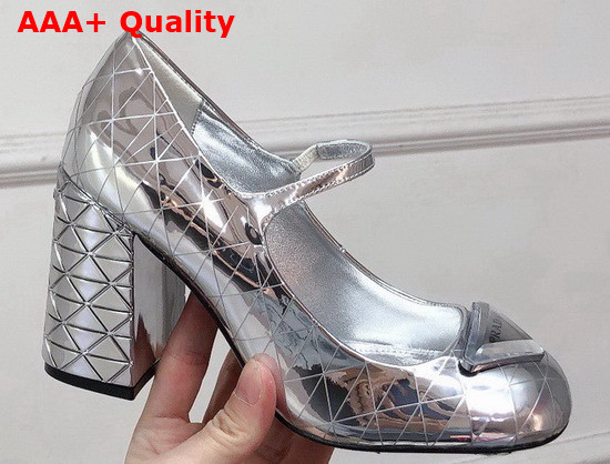 Prada Metallic Leather Pumps in Silver 90mm Heel Replica