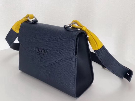 Prada Monochrome Saffiano Leather Bag Navy Blue