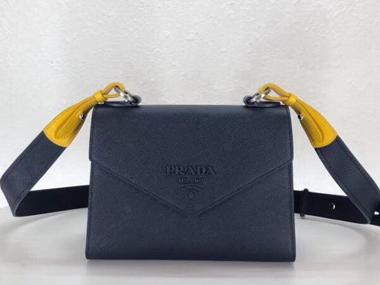 Prada Monochrome Saffiano Leather Bag Navy Blue