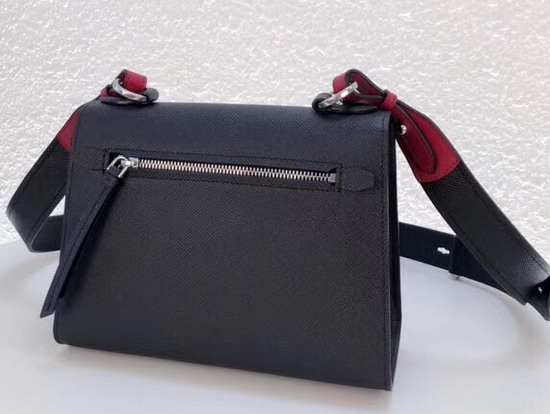 Prada Monochrome Saffiano Leather Bag in Black