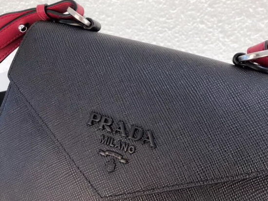 Prada Monochrome Saffiano Leather Bag in Black