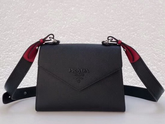 Prada Monochrome Saffiano Leather Bag in Black