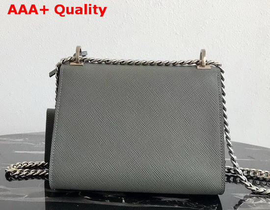 Prada Monochrome Saffiano Leather Bag in Grey with Enameled Metal Appliques Replica