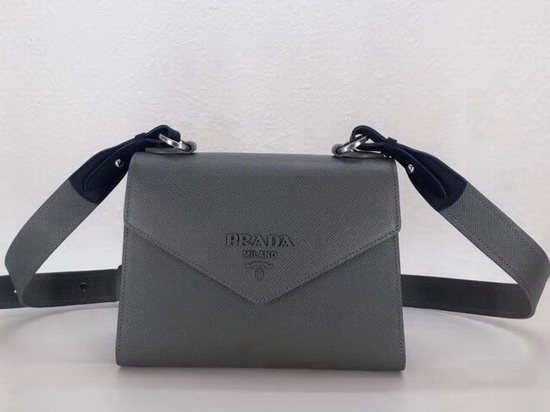 Prada Monochrome Saffiano Leather Bag in Grey