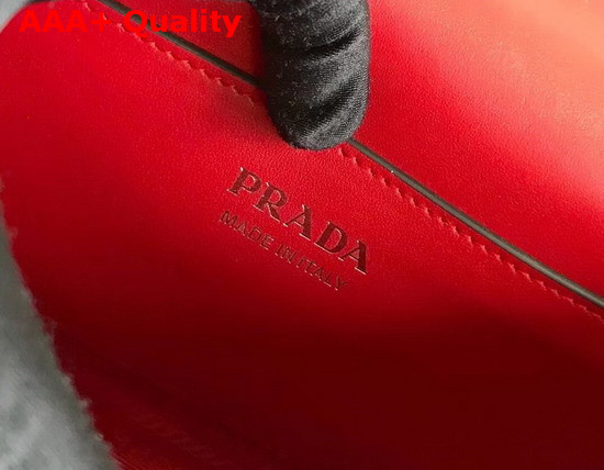 Prada Monochrome Saffiano Leather Bag in Red with Enameled Metal Appliques Replica