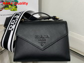 Prada Monochrome Saffiano and Leather Bag in Black 1BD317 Replica