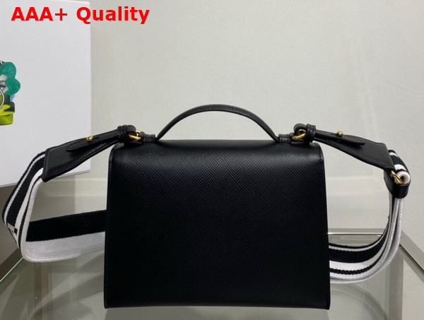 Prada Monochrome Saffiano and Leather Bag in Black 1BD317 Replica