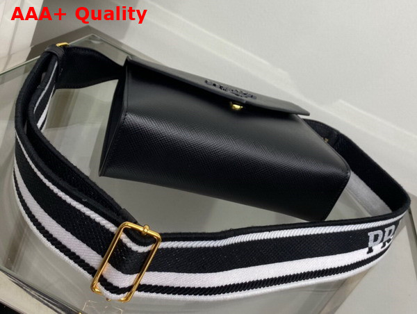 Prada Monochrome Saffiano and Leather Bag in Black 1BD317 Replica