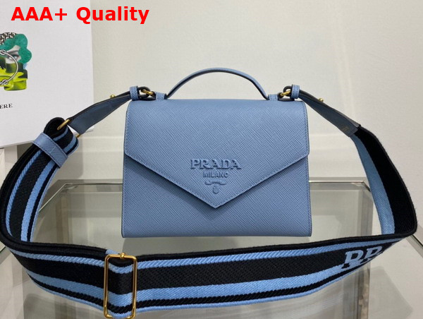 Prada Monochrome Saffiano and Leather Bag in Celeste 1BD317 Replica