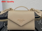 Prada Monochrome Saffiano and Leather Bag in Sand Beige 1BD317 Replica