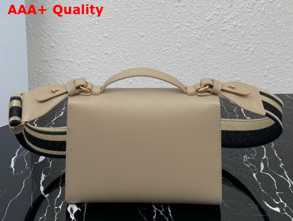 Prada Monochrome Saffiano and Leather Bag in Sand Beige 1BD317 Replica