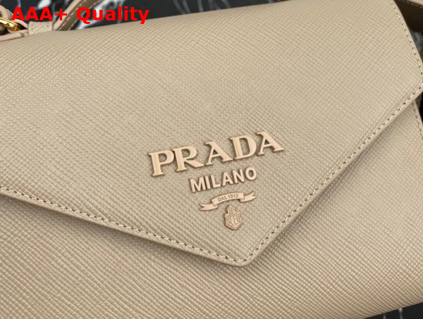 Prada Monochrome Saffiano and Leather Bag in Sand Beige 1BD317 Replica