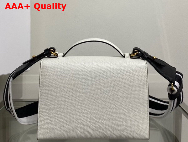 Prada Monochrome Saffiano and Leather Bag in White 1BD317 Replica