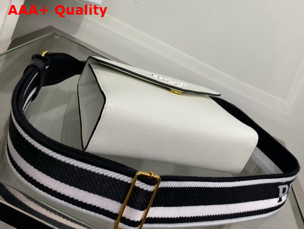 Prada Monochrome Saffiano and Leather Bag in White 1BD317 Replica