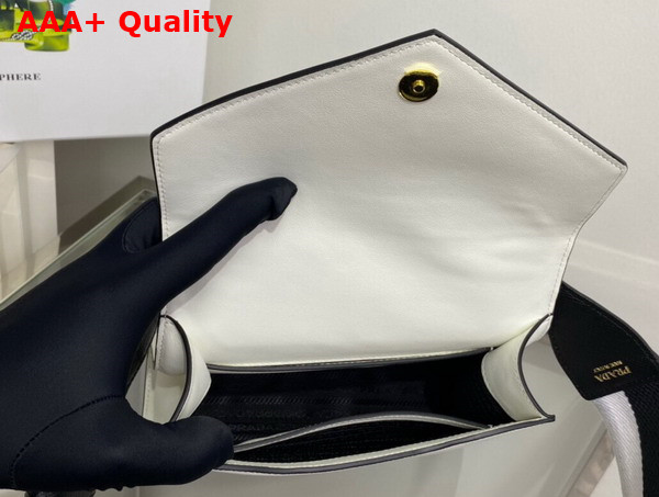 Prada Monochrome Saffiano and Leather Bag in White 1BD317 Replica