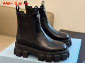 Prada Monolith Brushed Leather Booties in Black 1T256N Replica