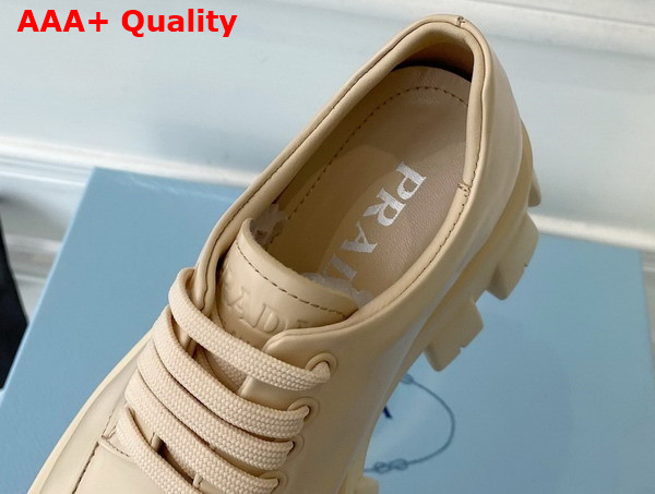 Prada Monolith Brushed Leather Lace Up Shoes in Desert Beige 1E708L Replica