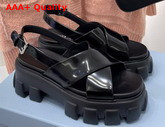 Prada Monolith Brushed Leather Sandals in Black Product Code 1X558M Replica