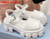 Prada Monolith Brushed Leather Sandals in White Product Code 1X526M Replica