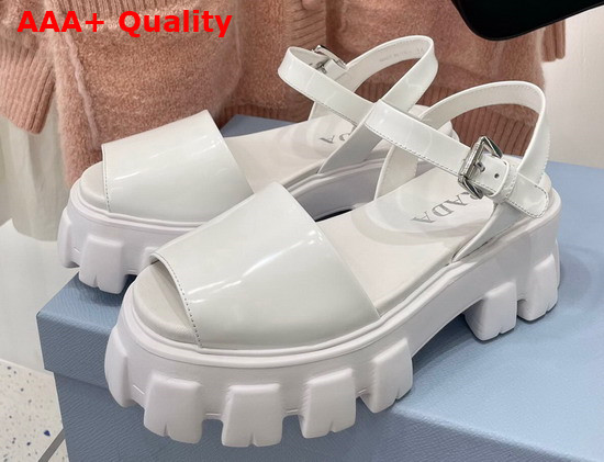 Prada Monolith Brushed Leather Sandals in White Product Code 1X526M Replica