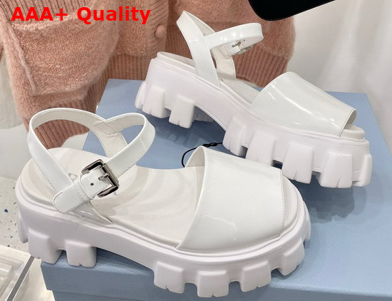 Prada Monolith Brushed Leather Sandals in White Product Code 1X526M Replica