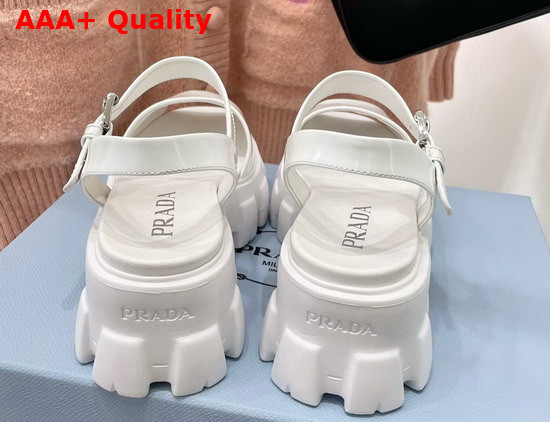 Prada Monolith Brushed Leather Sandals in White Product Code 1X526M Replica