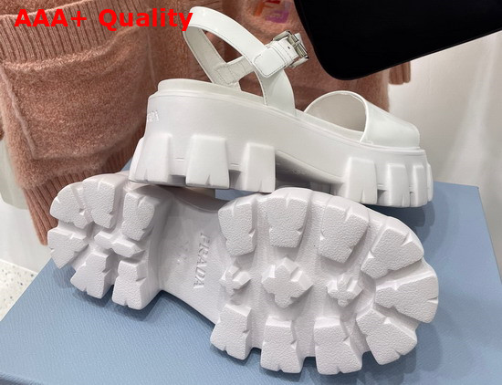 Prada Monolith Brushed Leather Sandals in White Product Code 1X526M Replica