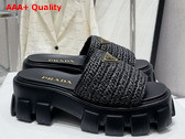 Prada Monolith Crochet Slides in Black Replica