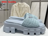 Prada Monolith Crochet Slides in Light Blue Replica