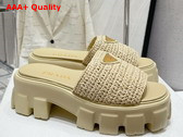 Prada Monolith Crochet Slides in Natural Replica