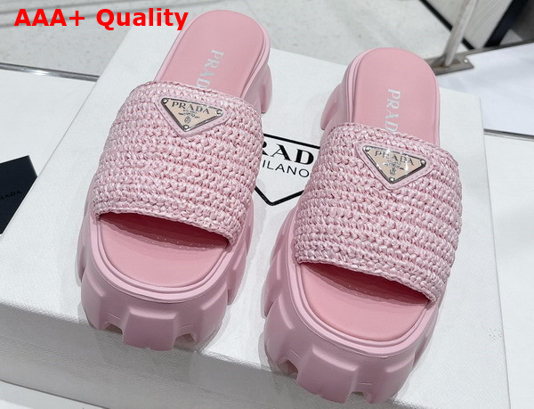 Prada Monolith Crochet Slides in Pink Replica